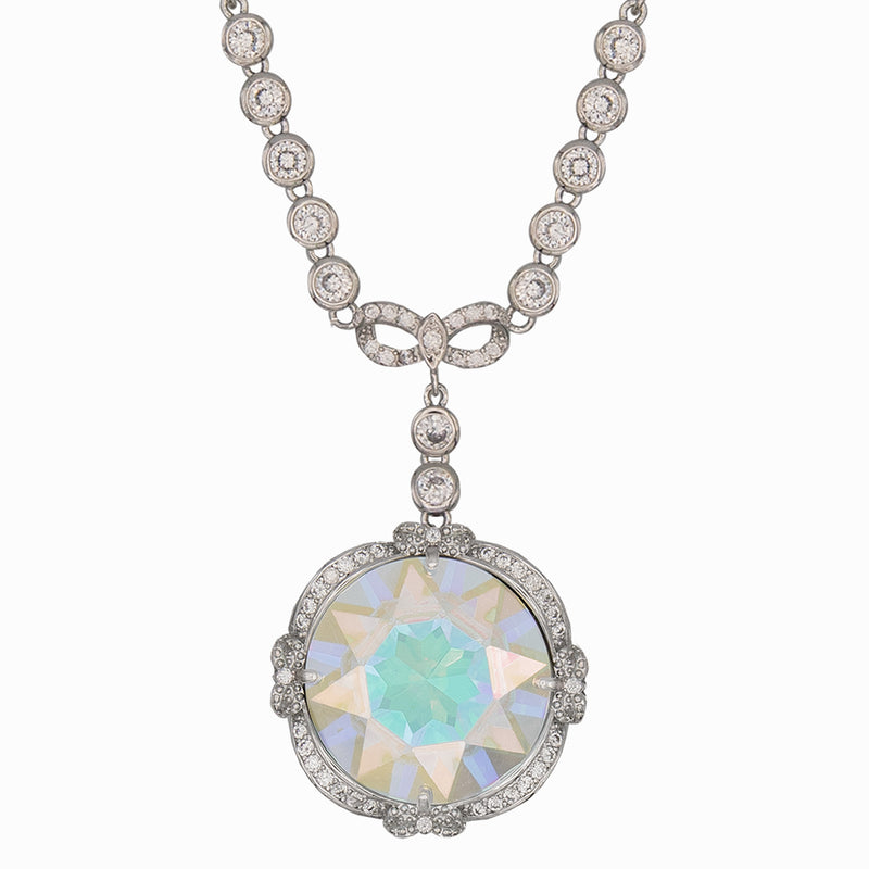 Bow and Crystal Drop Necklace