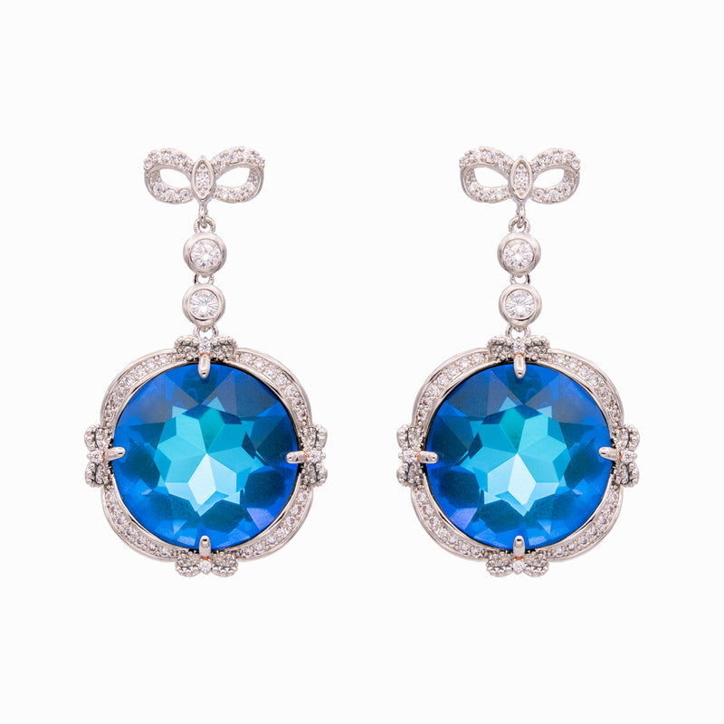 Bow and Crystal Drop Earrings