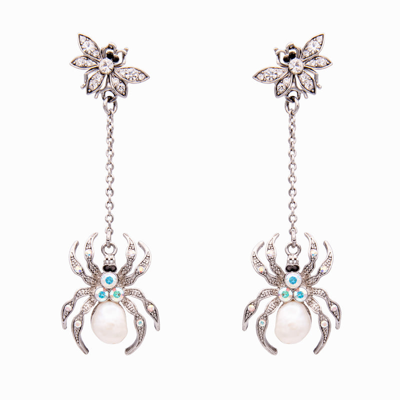 Crystal Spider & Fly Earrings