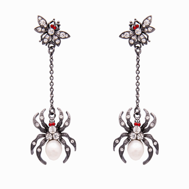 Crystal Spider & Fly Earrings