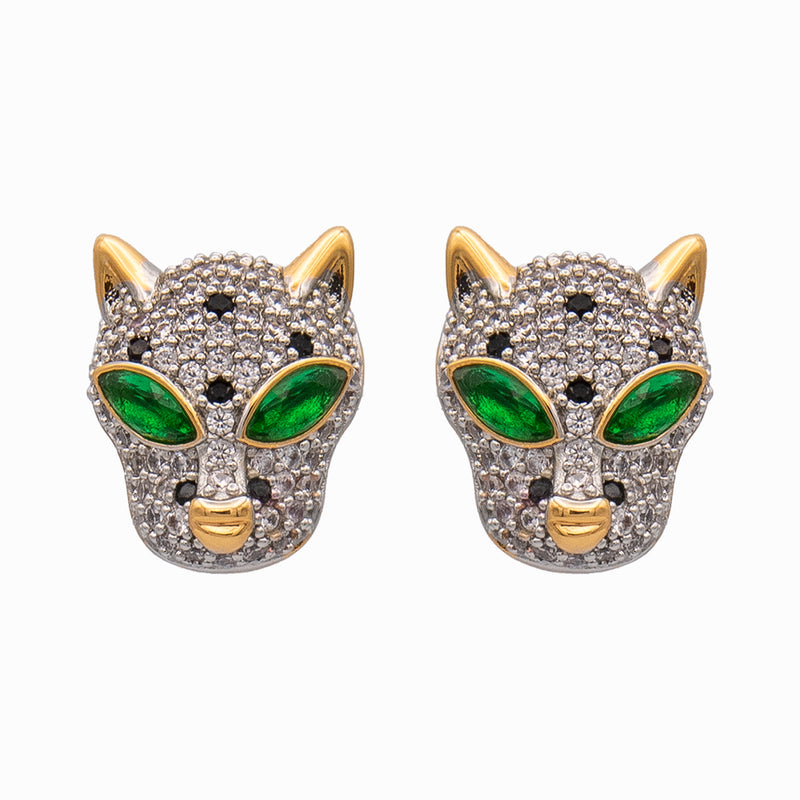 Crystal Leopard Head Stud Earrings