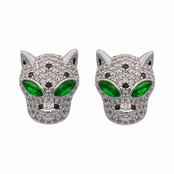 Crystal Leopard Head Stud Earrings