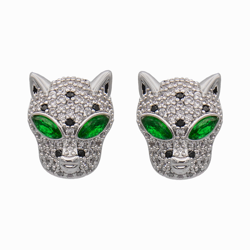 Crystal Leopard Head Stud Earrings