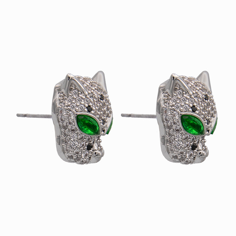 Crystal Leopard Head Stud Earrings