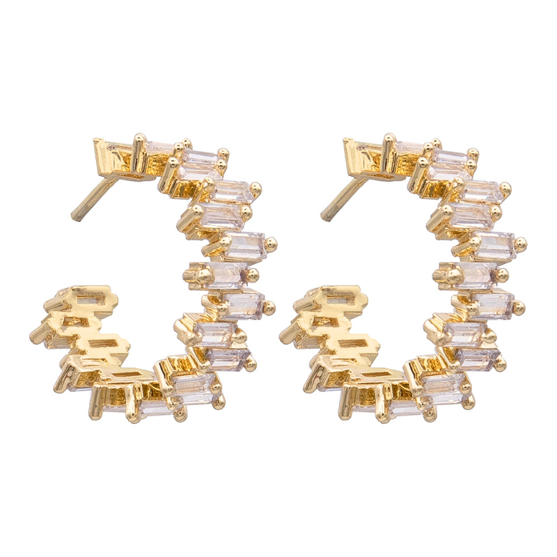 Baguette Crystal Hoop Earrings