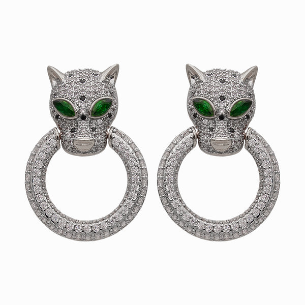 Large Crystal Leopard Ring Earrings