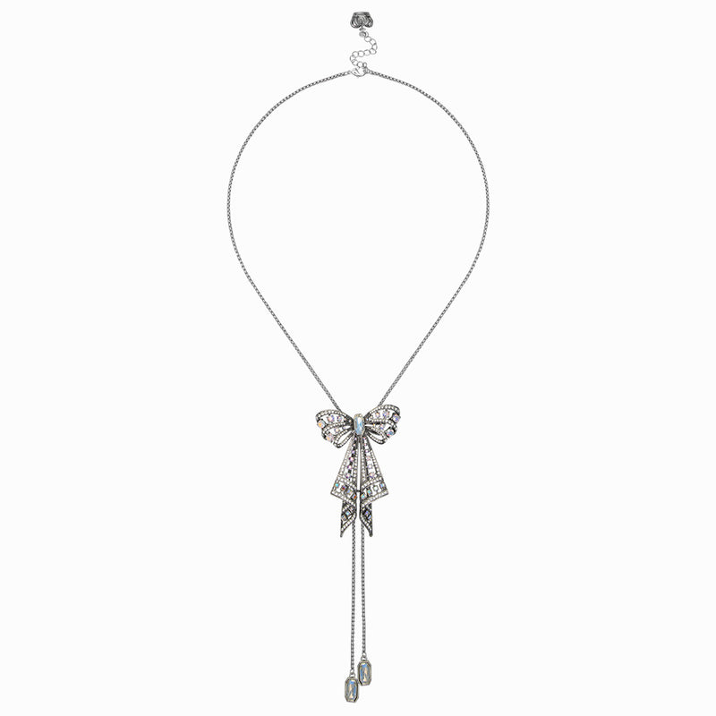 Crystal Bow Lariat Necklace