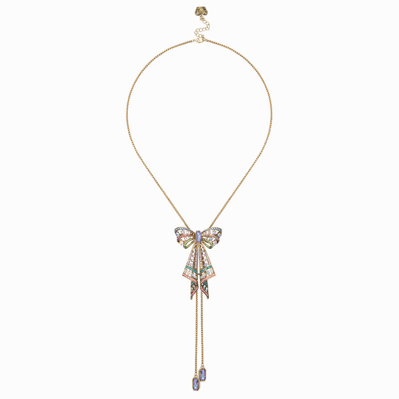 Crystal Bow Lariat Necklace