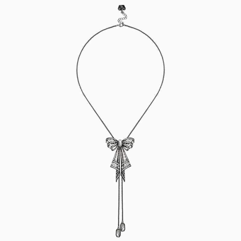 Crystal Bow Lariat Necklace