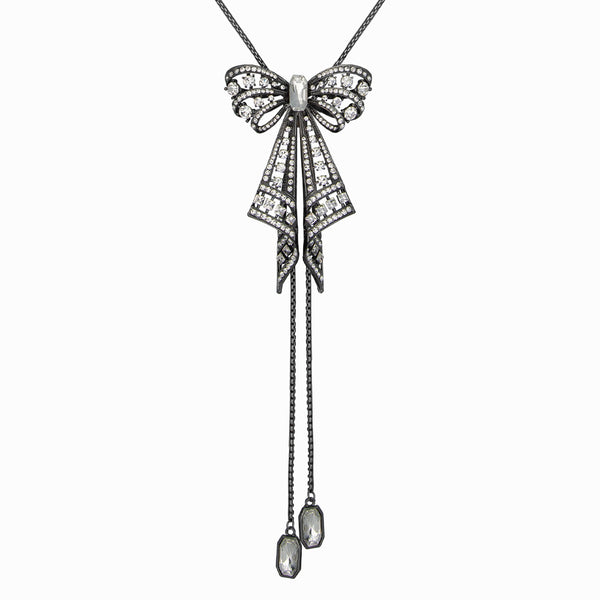 Crystal Bow Lariat Necklace