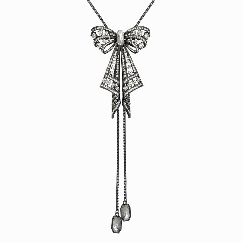 Crystal Bow Lariat Necklace