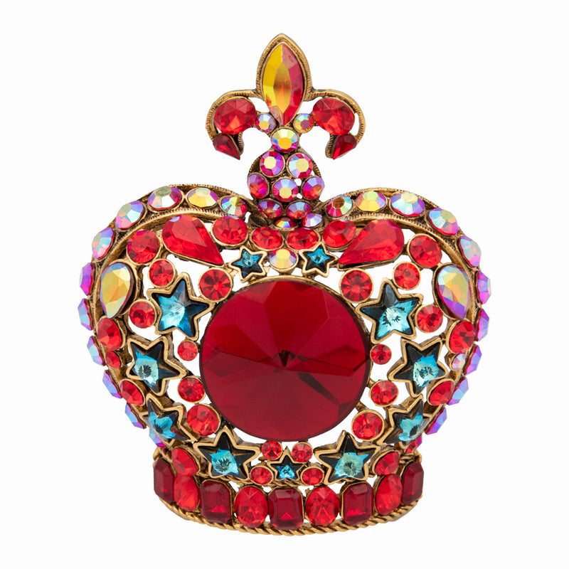 Elaborate Crown with Centre Crystal Brooch