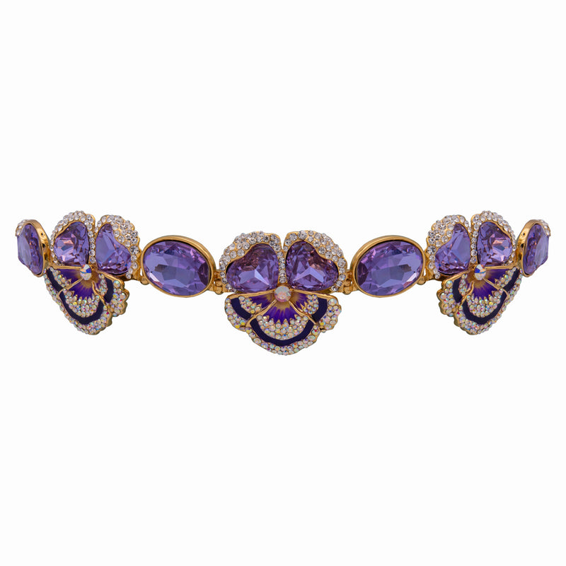 Pansy Flower Crystal Choker