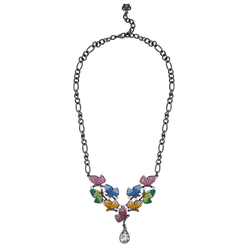 Crystal Butterflies Teardrop Necklace