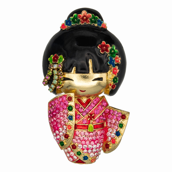 Chinese Crystal Doll Brooch