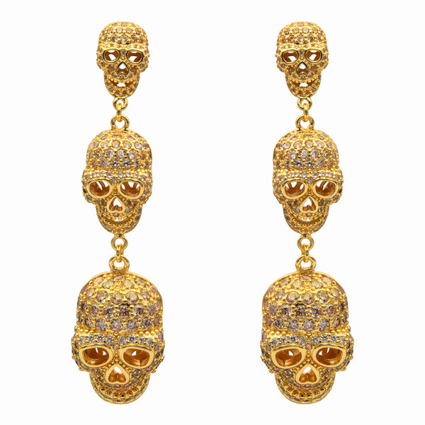 Three Crystal Skulls Drop Earrings
