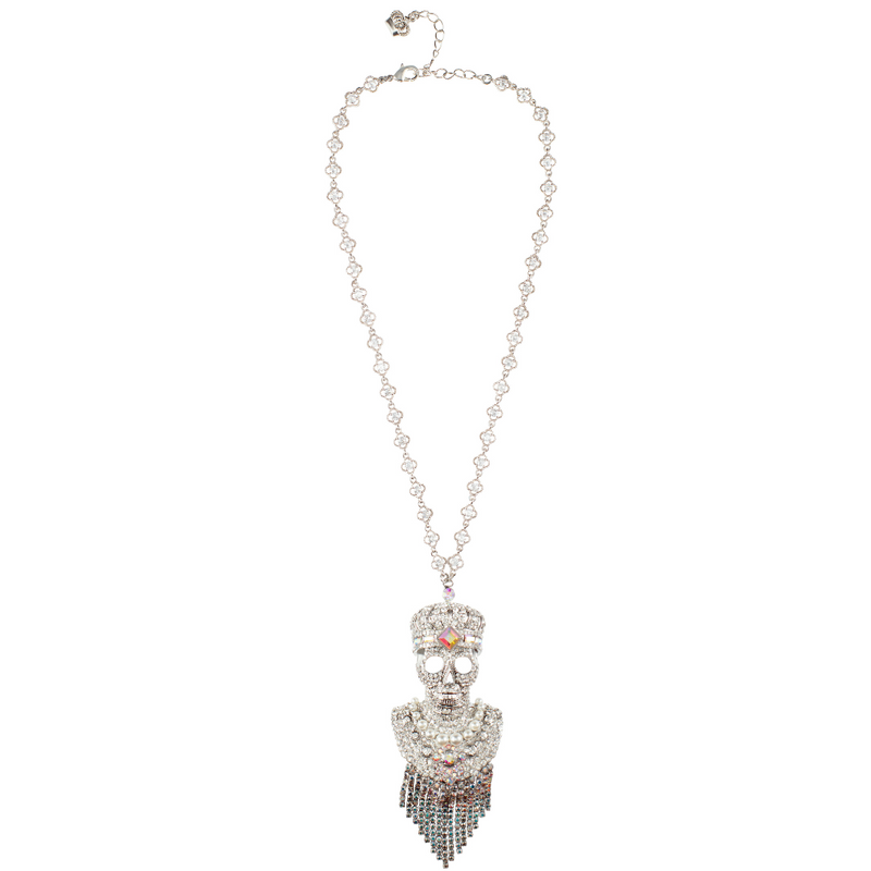 Crystal Skull with Crown and Shower Necklace