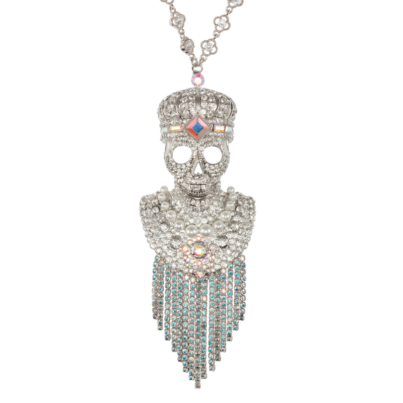 Crystal Skull with Crown and Shower Necklace