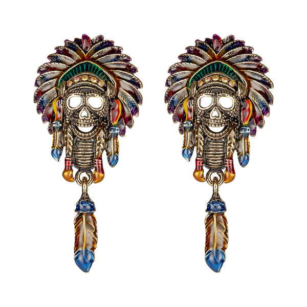 Native American Skull Earrings