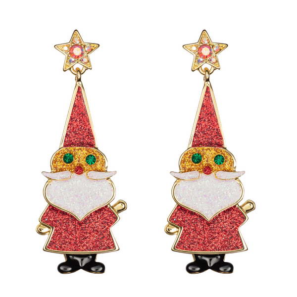 Glitter Father Christmas Earrings