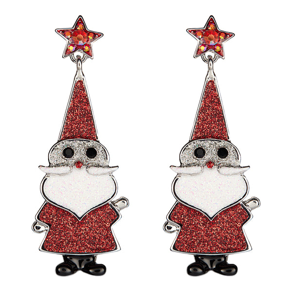 Glitter Father Christmas Earrings