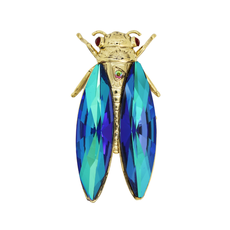 Faceted Crystal Bug Brooch