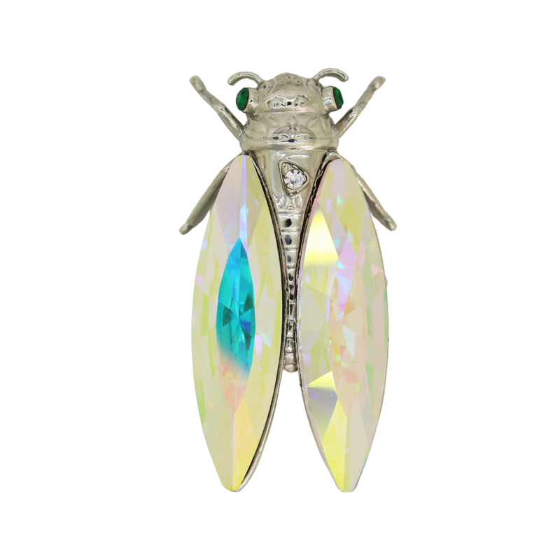 Faceted Crystal Bug Brooch