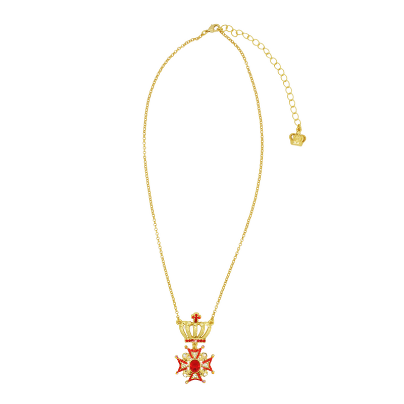 Crystal Medal & Crown Necklace