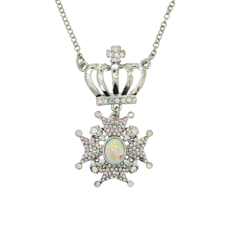 Crystal Medal & Crown Necklace