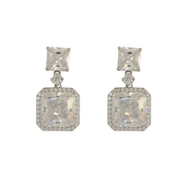 Double Crystal Square Earrings