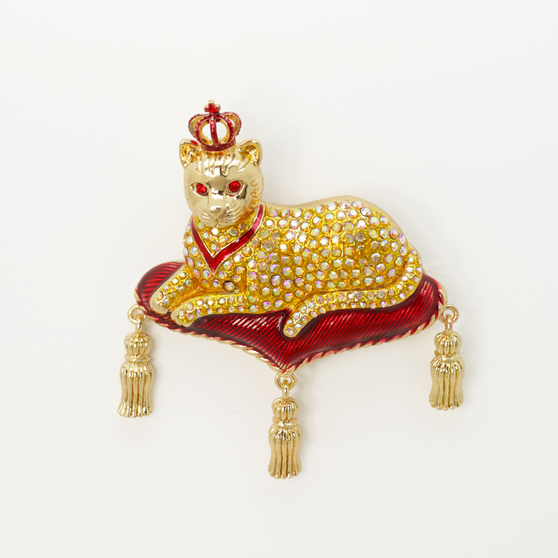 Royal Cat on Cushion Brooch