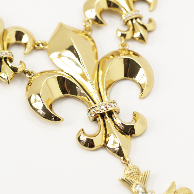 Cross Crown & Fleur De Lis Necklace