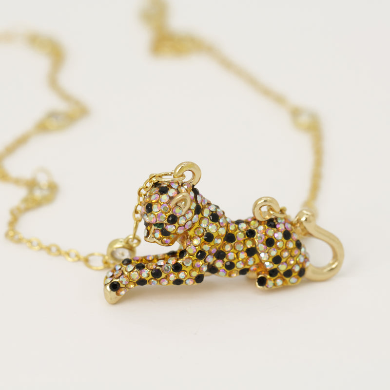 Crystal Leopard Pendant Necklace
