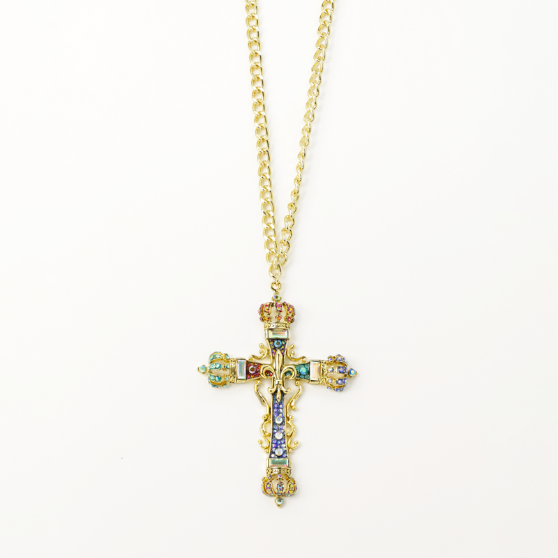 Cross and Crowns Pendant Necklace