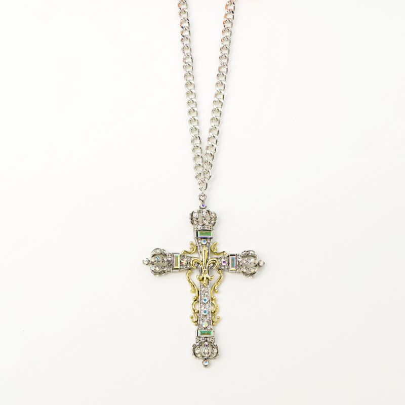 Cross and Crowns Pendant Necklace