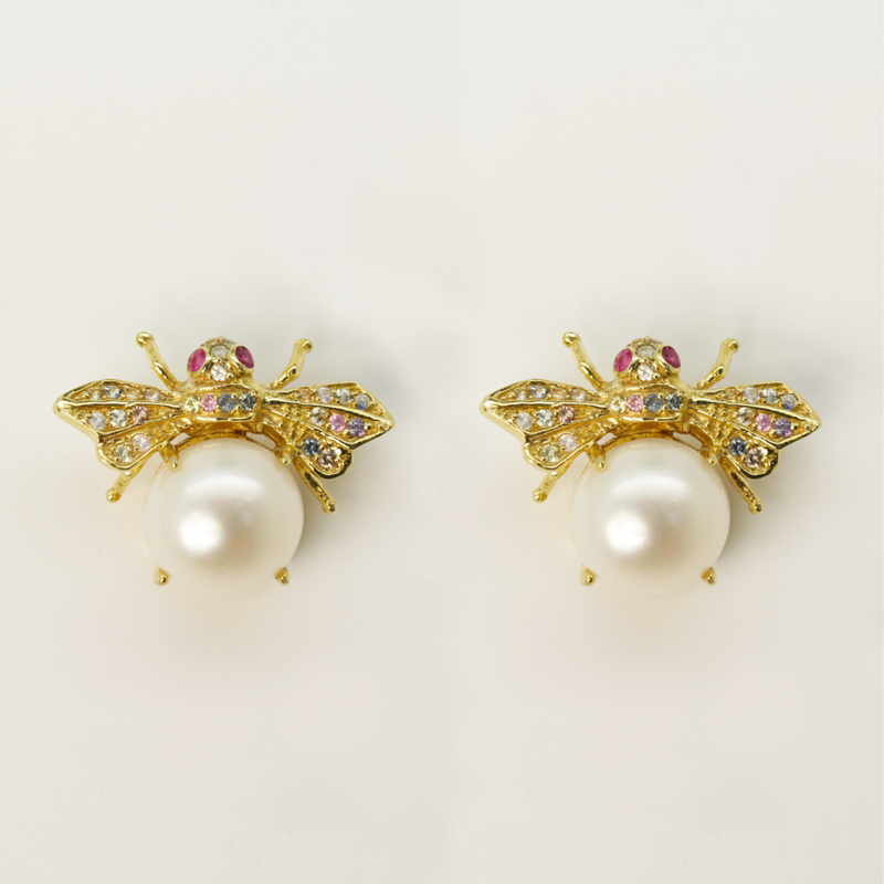 Ruby Peridot and Topaz Earrings