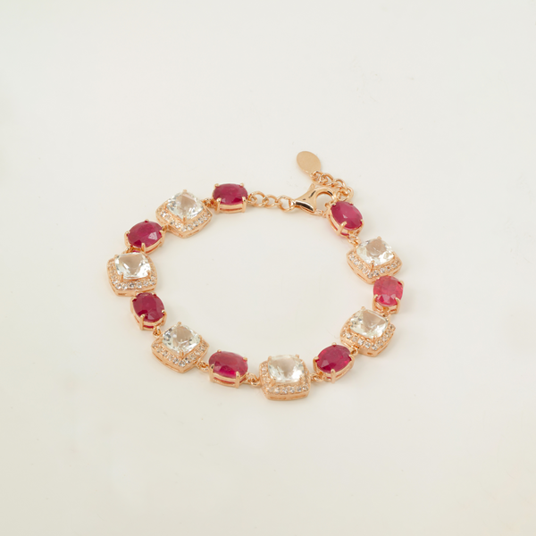 White Quartz and Ruby Bracelet