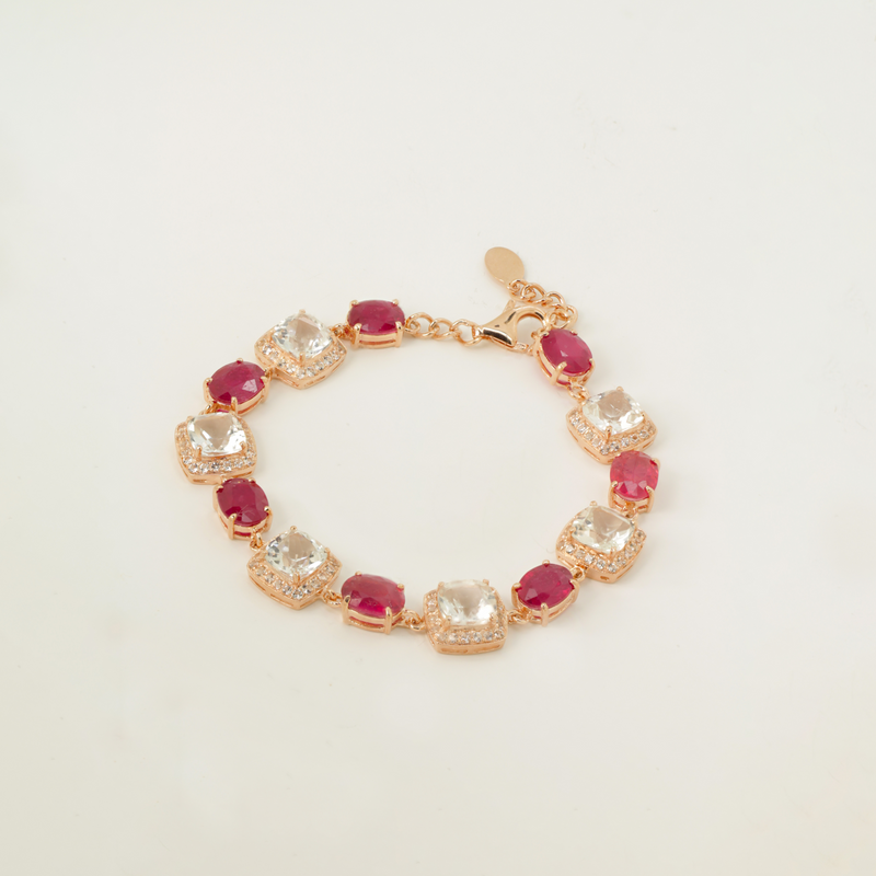 White Quartz and Ruby Bracelet