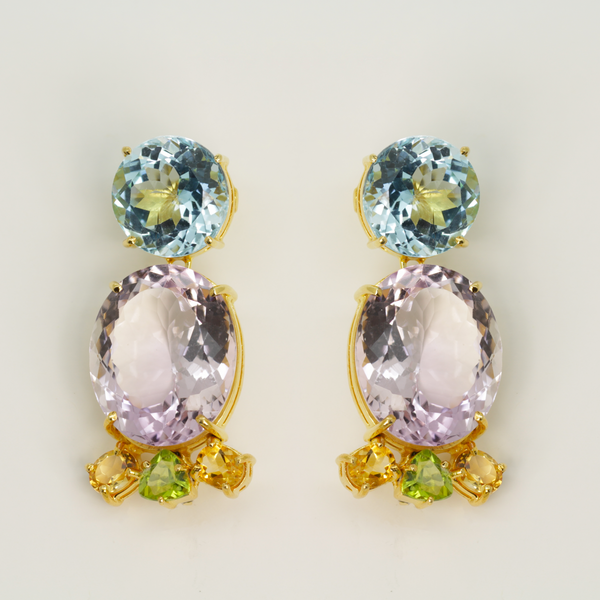 Topaz Amethyst and Citrine Earrings