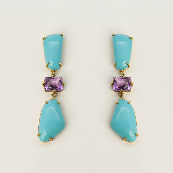 Turquoise and Amethyst Earrings
