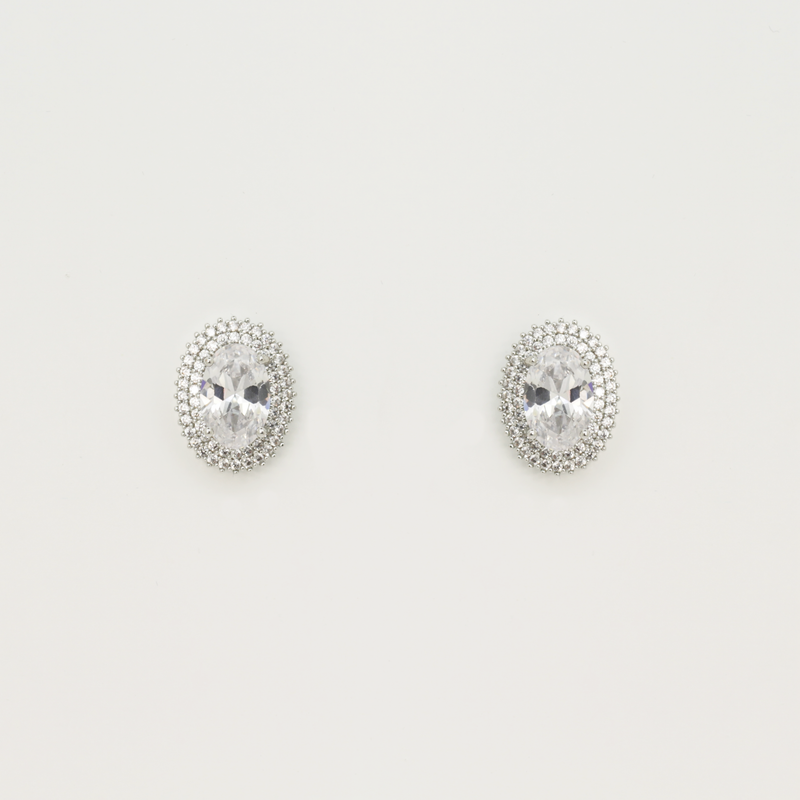 Oval Crystal Stud Earrings