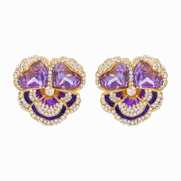 Crystal Pansy Stud Earrings