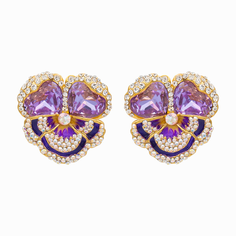 Crystal Pansy Stud Earrings