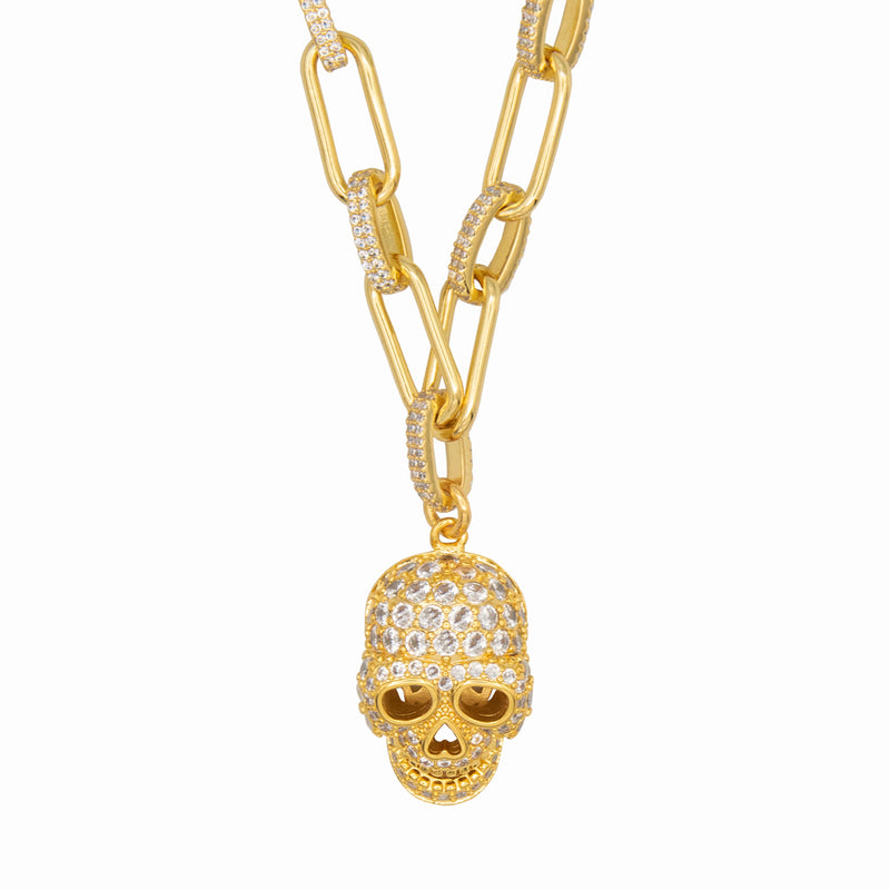 Crystal Skull Figaro Chain Necklace | Butler & Wilson Silver by Butler & Wilson