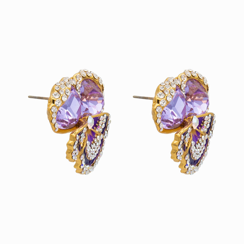 Crystal Pansy Stud Earrings