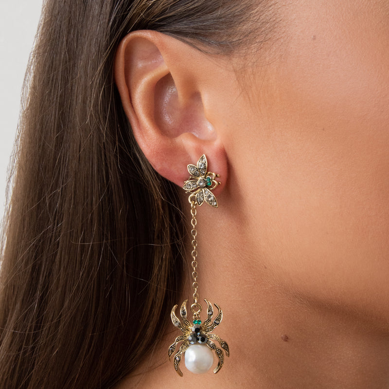 Crystal Spider & Fly Earrings