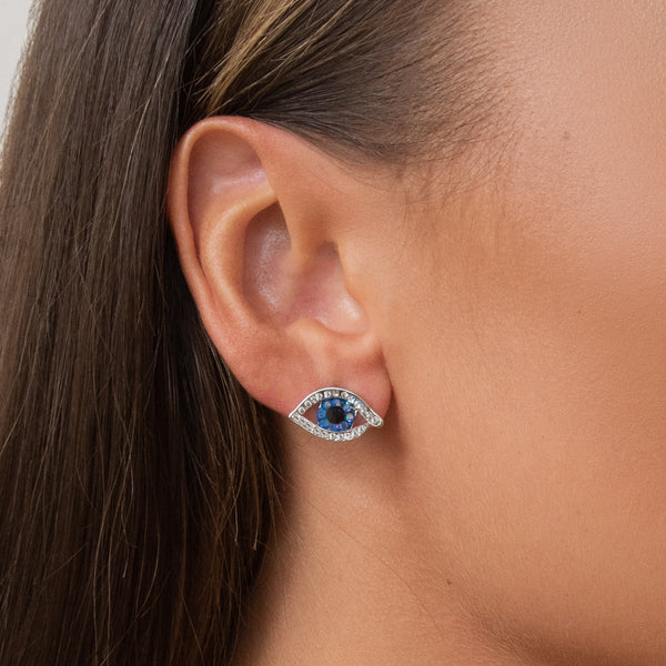 Small Crystal Eye Stud Earrings