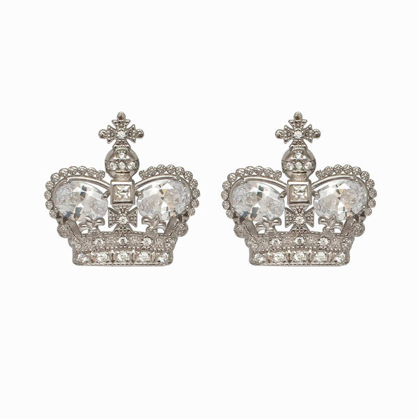 Sterling Silver Crown Crystal Earrings