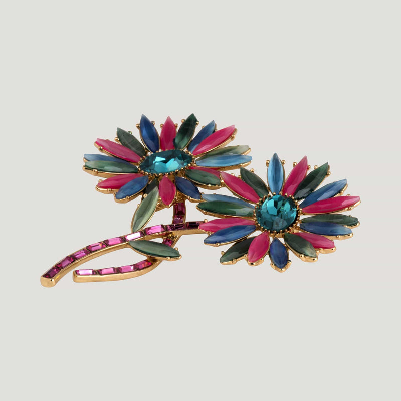 Two Flowers On Stems Brooch