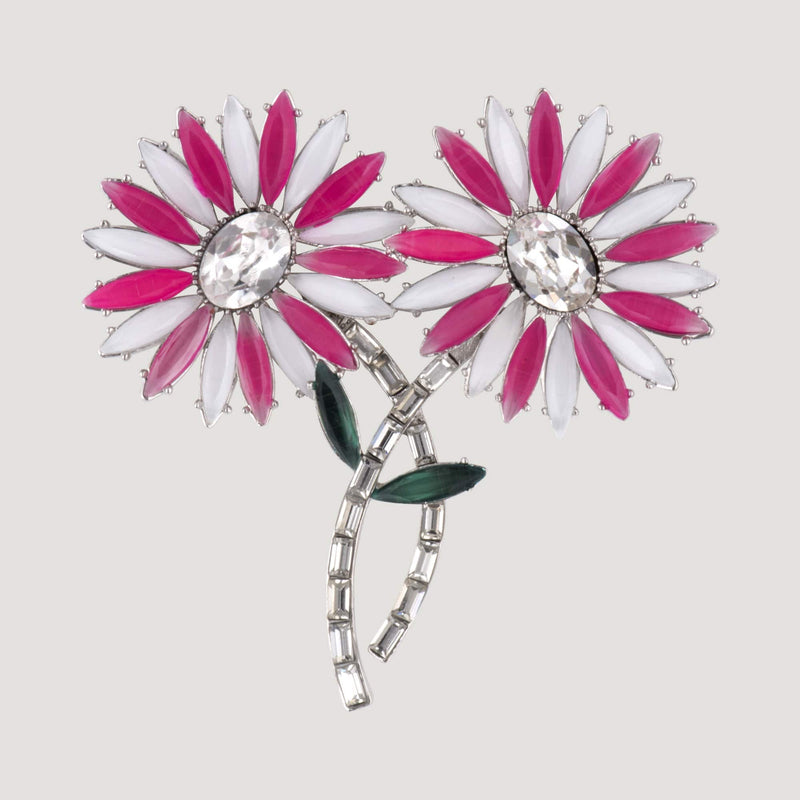 Two Flowers On Stems Brooch